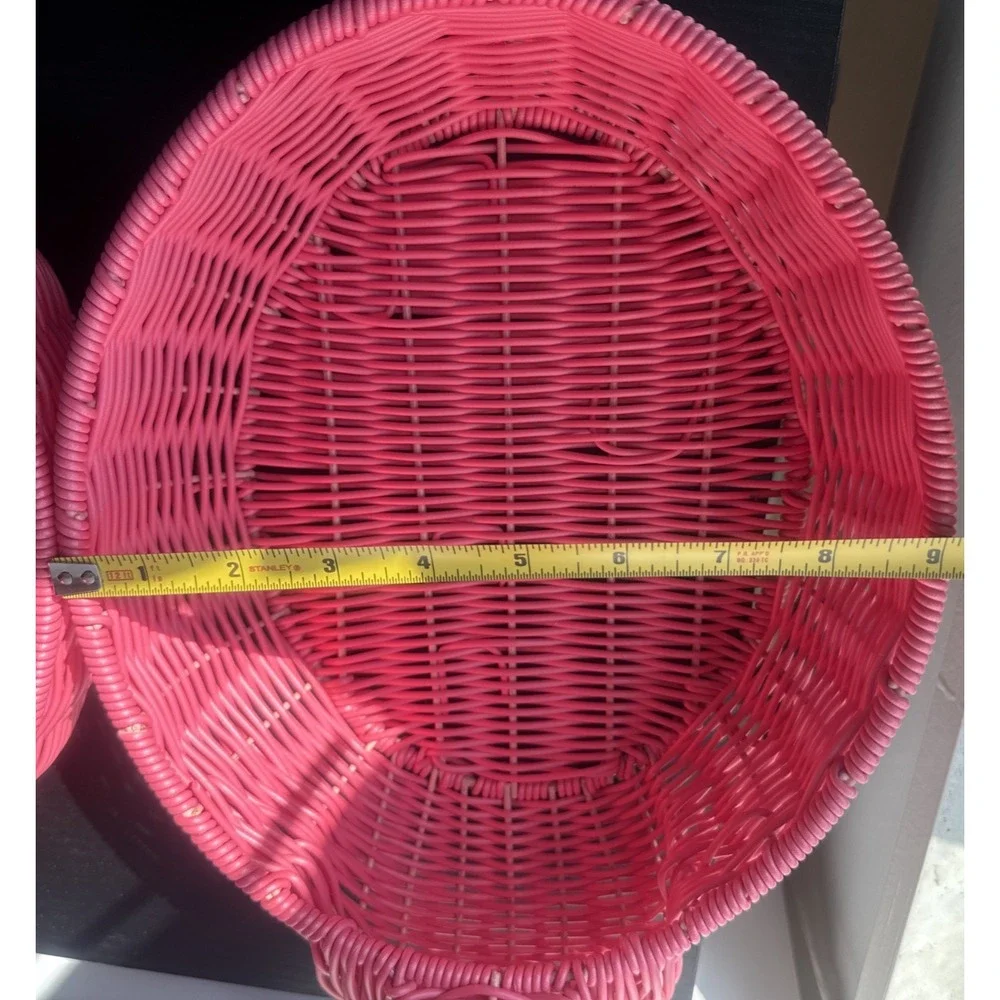 3 Flamingo Resin Wicker Pink Decor Baskets Centerpiece Indoor/Outdoor